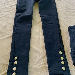 Black Size 8 (slim fit) Fleece Lined Winter Pants with Brass Buttons